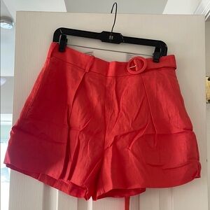 Women's Red Belted Shorts